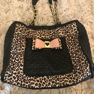 Large Betsey Johnson Leopard Print Purse